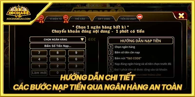 Các cách nạp tiền xocdia88 hiện nay